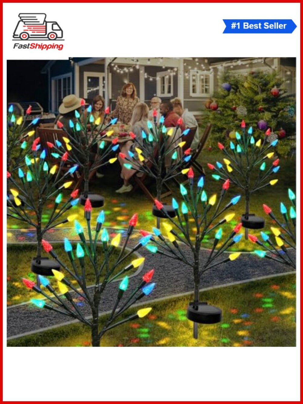 🎅 2Pack 40LED Solar Strawberry Path Lights Christmas Outdoor Decor